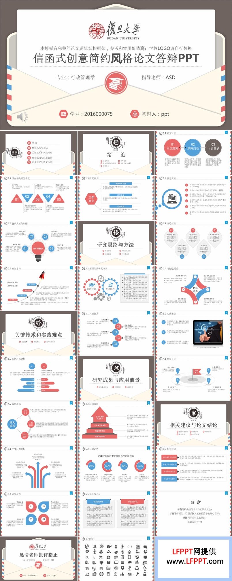 信函式創(chuàng)意簡(jiǎn)約風(fēng)格論文答辯PPT模板