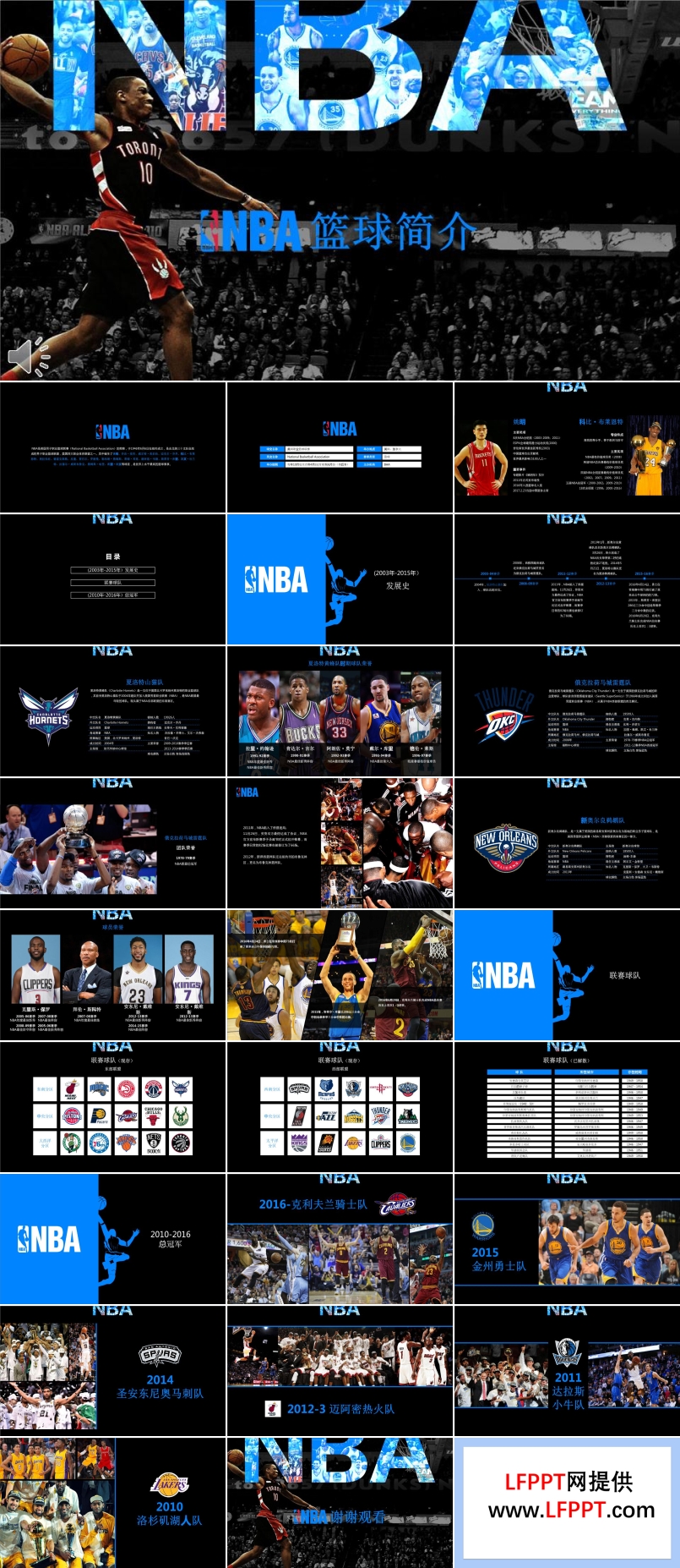 NBA籃球簡(jiǎn)介史宣傳介紹PPT模板