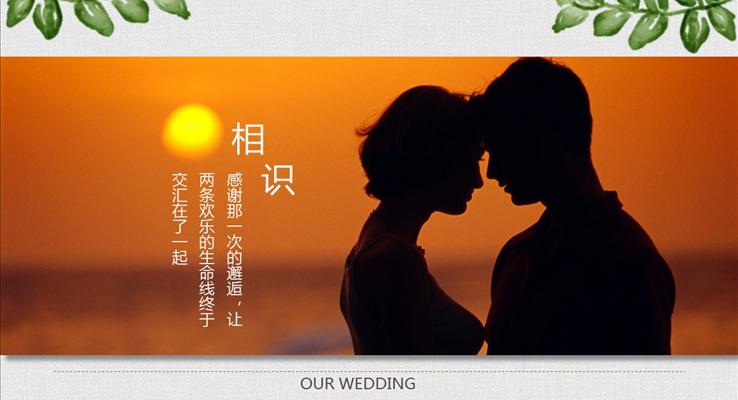 小清新風格之我的浪漫愛情婚禮PPT相冊模板