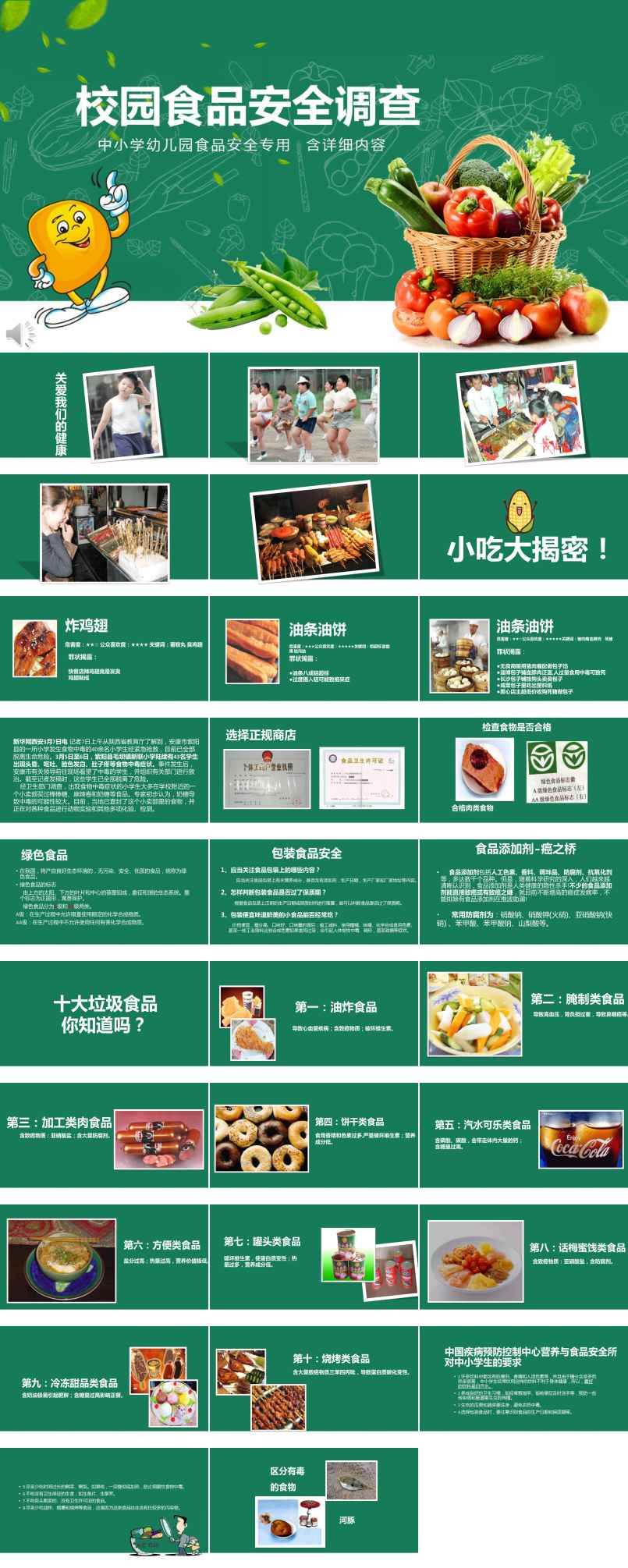 中小學(xué)校園食品安全調(diào)查教育PPT模板