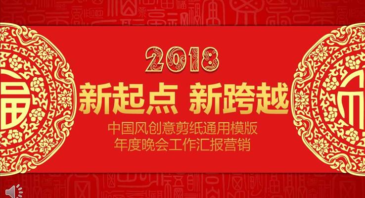 喜慶中國風創(chuàng)意剪紙通用模板年度晚會工作匯報總結