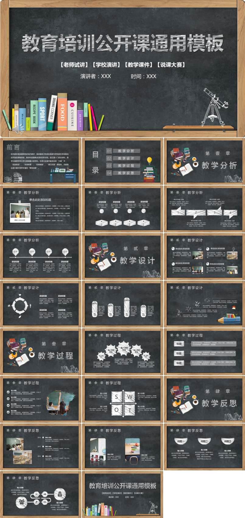 黑板粉筆風格教育培訓公開課通用PPT模板