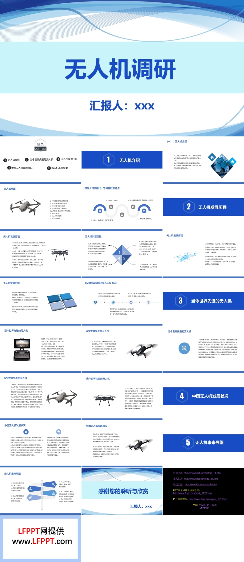 無人機調(diào)研分析報告PPT動態(tài)模板