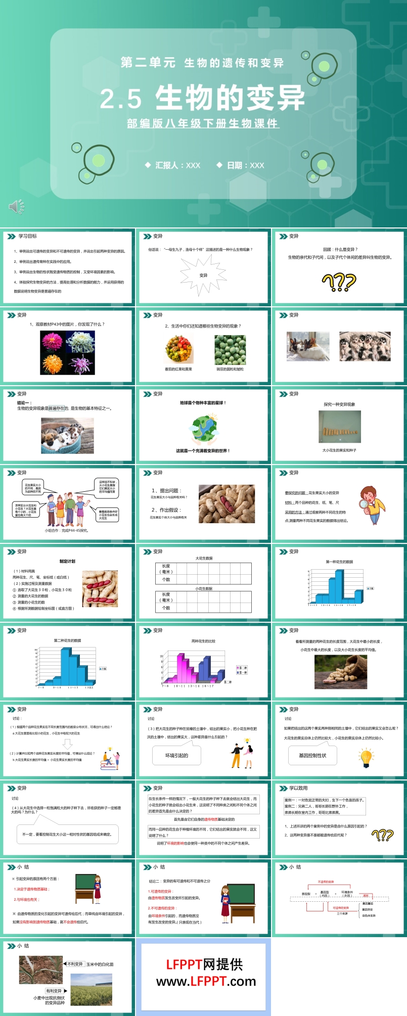 部編版八年級生物下冊生物的變異課件PPT