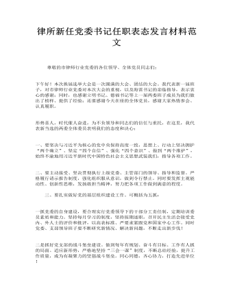 律所新任黨委書(shū)記任職表態(tài)發(fā)言材料范文