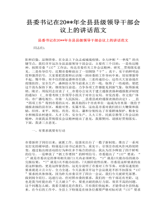 縣委書記在全縣縣級領導干部會議上的講話范文