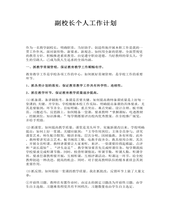 副校長個人工作計劃