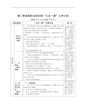 黨支部“三會一課”工作計劃