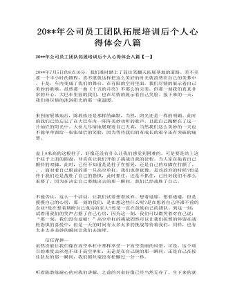 公司員工團隊拓展培訓后個人心得體會八篇