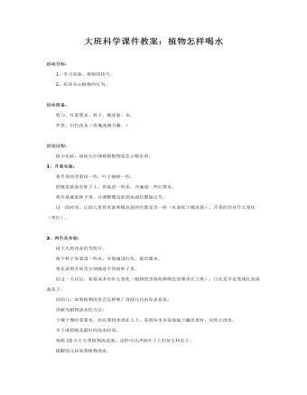 大班科學課件教案：植物怎樣喝水