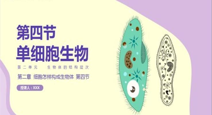 初中生物人教版七年級(jí)上冊(cè)《單細(xì)胞》教育教學(xué)課件PPT模板