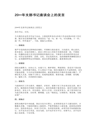 2023年支部書記座談會上的發(fā)言