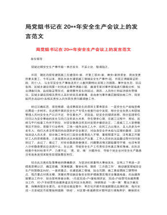 局黨組書記在2023年安全生產(chǎn)會(huì)議上的發(fā)言范文