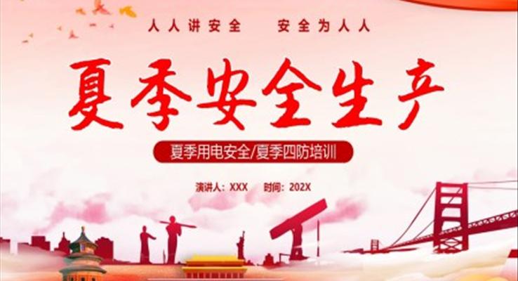 2023夏季安全生產(chǎn)PPT模板人人講安全個個會應急