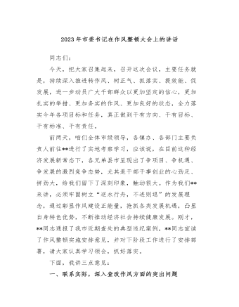 2023年市委書記在作風整頓大會上的講話