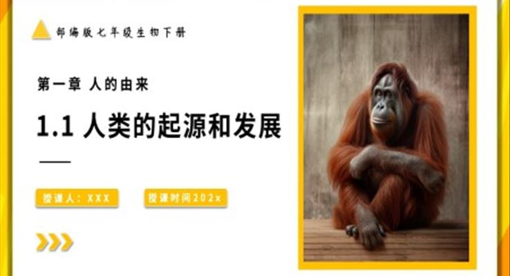 人類的起源與發(fā)展課件PPT模板部編版七年級生物下冊