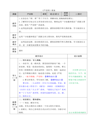 部編人教版四年級(jí)下冊(cè)《蘆花鞋》教案