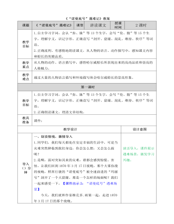 部編人教版四年級下冊《 “諾曼底號”遇難記》教案