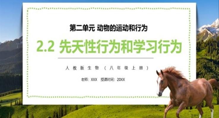 先天性行為和學(xué)習(xí)行為PPT課件模板部編版八年級生物上冊