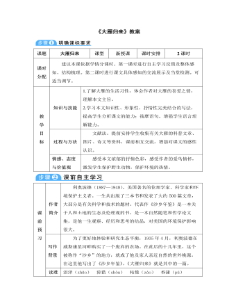 部編版語(yǔ)文八年級(jí)下冊(cè)《大雁歸來(lái)》教案