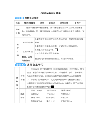 部編版語文八年級下冊《時間的腳印》教案