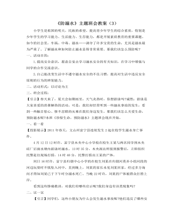 《防溺水》主題班會教案（3）