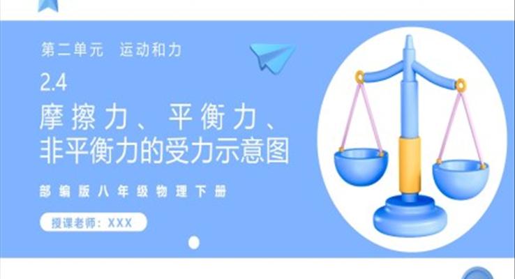 摩擦力、平衡力、非平衡力的受力示意圖課件PPT模板部編版八年級物理下冊