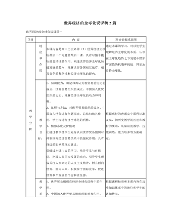 人教版高中歷史必修2世界經(jīng)濟的全球化說課稿2篇