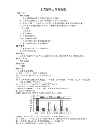 人教版高中地理必修1水資源的合理利教案