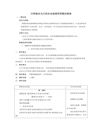 人教版高中地理必修2以種植業(yè)為主的農(nóng)業(yè)地域類型精品教案