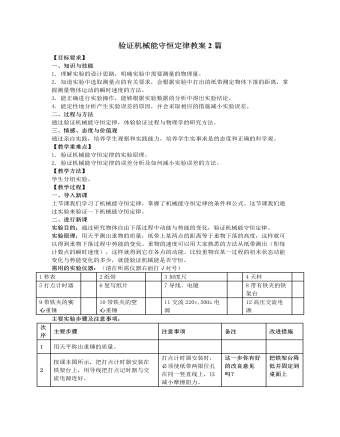 人教版新課標高中物理必修2驗證機械能守恒定律教案2篇