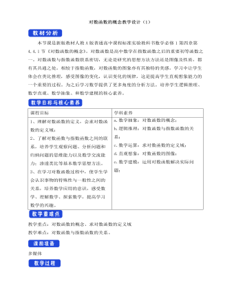 人教A版高中數學必修一對數函數的概念教學設計（1）