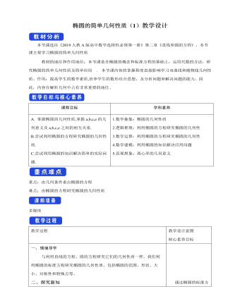 橢圓的簡單幾何性質(zhì)（1）教學(xué)設(shè)計人教A版高中數(shù)學(xué)選擇性必修第一冊