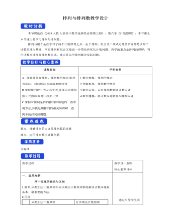 人教版高中數(shù)學(xué)選修3排列與排列數(shù)教學(xué)設(shè)計